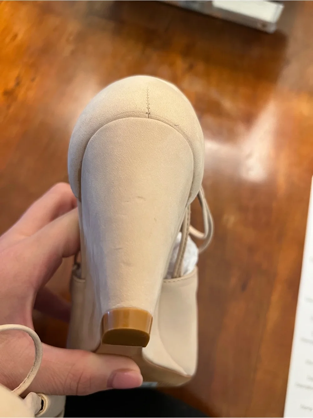 Schutz Nude Nubuck Leather Lace Up Wedge Heels Size 8 NIB